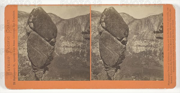 Agassiz Column from Glacier Point Trail, Yosemite, 1861/76, Carleton Watkins, American, 1829–1916, United States, Albumen print, stereo, from the series "Watkins' Pacific Coast