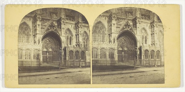 Lincoln Cathedral, South Porch, n.d., W.  Woodward, English, active mid-19th century, England, Albumen print, stereo, 7.6 × 7.1 cm (each image), 8.3 × 17.2 cm (card)