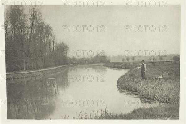 The October Hole, Near Hoddesdon, 1880s, Peter Henry Emerson, English, born Cuba, 1856–1936, England, Photogravure, plate X from the album "The Compleat Angler or the Contemplative Man's Recreation, Volume I" (1888), edition 109/250, 13.1 × 19.9 cm (image), 15 × 21.5 cm (paper), 24.6 × 32.1 cm (album page)