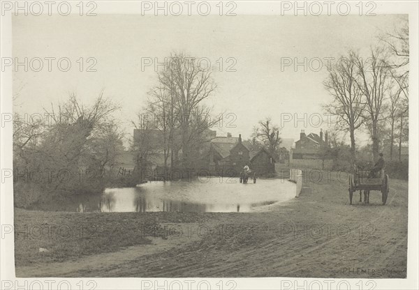 Hoddesdon, Herts, 1880s, Peter Henry Emerson, English, born Cuba, 1856–1936, England, Photogravure, plate XI from the album "The Compleat Angler or the Contemplative Man's Recreation, Volume I" (1888), edition 109/250, 12.4 × 18.4 cm (image), 13.8 × 19.3 cm (paper), 24.4 × 31.9 cm (album page)