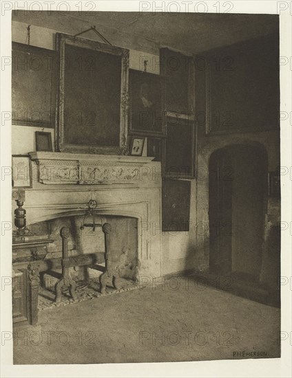 The Conspirator’s Room, Old Rye House, 1880s, Peter Henry Emerson, English, born Cuba, 1856–1936, England, Photogravure, plate XIV from the album "The Compleat Angler or the Contemplative Man's Recreation, Volume I" (1888), edition 109/250, 17.8 × 13.7 cm (image), 20.7 × 15.9 cm (paper), 32 × 24.9 cm (album page)