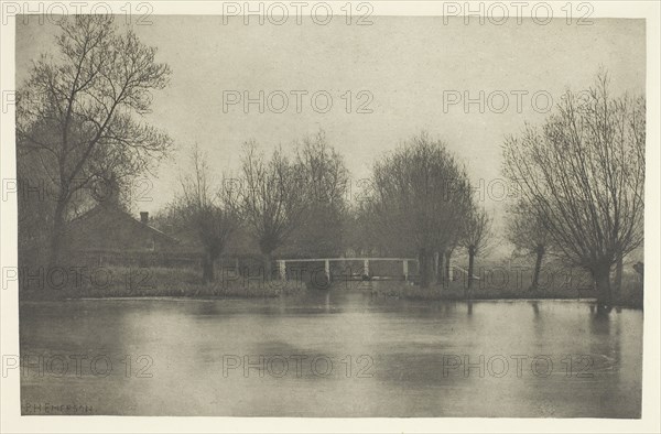 Mouth of the Old River Stort, 1880s, Peter Henry Emerson, English, born Cuba, 1856–1936, England, Photogravure, plate XVIII from the album "The Compleat Angler or the Contemplative Man's Recreation, Volume I" (1888), edition 109/250, 12.8 × 20 cm (image), 15.3 × 22.2 cm (paper), 24.4 × 32.2 cm (album page)