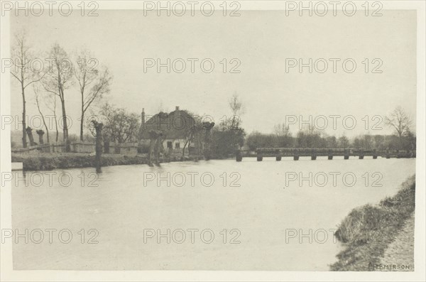 King’s Weir, River Lea, 1880s, Peter Henry Emerson, English, born Cuba, 1856–1936, England, Photogravure, plate XXII from the album "The Compleat Angler or the Contemplative Man's Recreation, Volume II" (1888), edition 109/250, 11.8 × 18.2 cm (image), 14.9 × 20.6 cm (paper), 24.2 × 31.7 cm (album page)