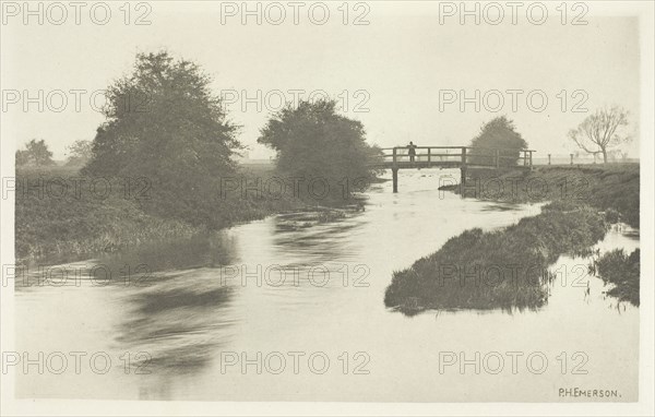 Footbridge Near Tottenham, 1880s, Peter Henry Emerson, English, born Cuba, 1856–1936, England, Photogravure, plate XXVI from the album "The Compleat Angler or the Contemplative Man's Recreation, Volume II" (1888), edition 109/250, 12.6 × 20.3 cm (image), 14.7 × 21.6 cm (paper), 24.2 × 31.9 cm (album page), The Lea, Near Tottenham, 1880s, Peter Henry Emerson, English, born Cuba, 1856–1936, England, Photogravure, plate XXVII from the album "The Compleat Angler or the Contemplative Man's Recreation, Volume II" (1888), edition 109/250, 13.2 × 20.5 cm (image), 17 × 23.2 cm (paper), 24.3 × 31.9 cm (album page)