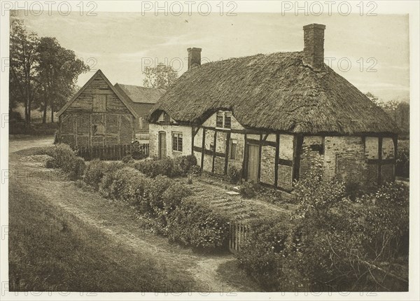 Izaak Walton’s House at Shallowford, Staffordshire, 1888, Peter Henry Emerson, English, born Cuba, 1856–1936, England, Photogravure, plate XXX from the album "The Compleat Angler or the Contemplative Man's Recreation, Volume II" (1888), edition 109/250, 13.9 × 19.7 cm (image), 16.5 × 22 cm (paper), 24.6 × 32.1 cm (album page)