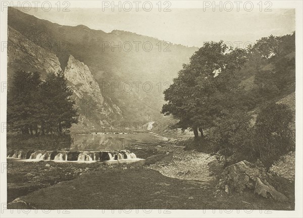 Entrance to Dove Dale, Derbyshire, 1880s, Peter Henry Emerson, English, born Cuba, 1856–1936, England, Photogravure, plate XXXVII from the album "The Compleat Angler or the Contemplative Man's Recreation, Volume II" (1888), edition 109/250, 14.1 × 20 cm (image), 16.4 × 22.1 cm (paper), 24.4 × 32 cm (album page)