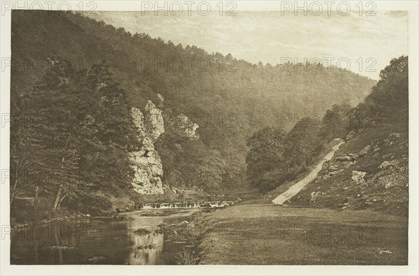 In Dove Dale, 1880s, Peter Henry Emerson, English, born Cuba, 1856–1936, England, Photogravure, plate XXXIX from the album "The Compleat Angler or the Contemplative Man's Recreation, Volume II" (1888), edition 109/250, 12.9 × 20 cm (image), 15.1 × 21.8 cm (paper), 24.5 × 32 cm (album page)