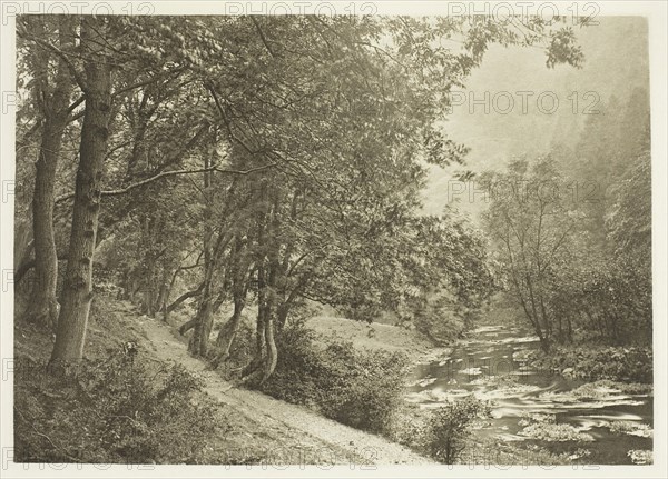The Path Over The First Brae, Dove Dale, 1880s, Peter Henry Emerson, English, born Cuba, 1856–1936, England, Photogravure, plate XLI from the album "The Compleat Angler or the Contemplative Man's Recreation, Volume II" (1888), edition 109/250, 14.4 × 20.4 cm (image), 16.8 × 22.1 cm (paper), 24.5 × 32 cm (album page)