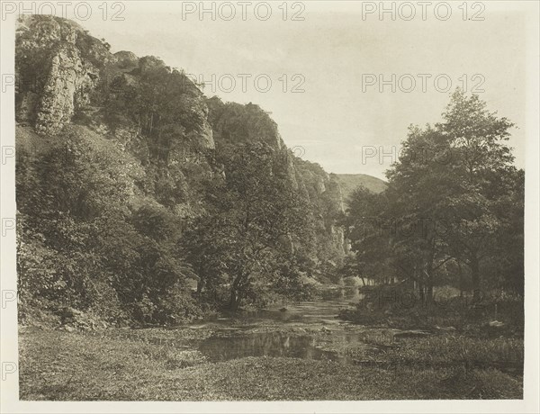 Tissington Spires, Dove Dale, 1880s, Peter Henry Emerson, English, born Cuba, 1856–1936, England, Photogravure, plate XLV from the album "The Compleat Angler or the Contemplative Man's Recreation, Volume II" (1888), edition 109/250, 15.5 × 20.2 cm (image), 17.2 × 21.6 cm (paper), 24.5 × 31.6 cm (album page)