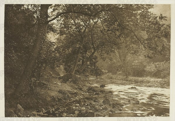 Near Reynard’s Cave, Dove Dale, 1880s, Peter Henry Emerson, English, born Cuba, 1856–1936, England, Photogravure, plate XLVI from the album "The Compleat Angler or the Contemplative Man's Recreation, Volume II" (1888), edition 109/250, 13.9 × 20.3 cm (image), 15.9 × 22 cm (paper), 24.4 × 31.8 cm (album page)