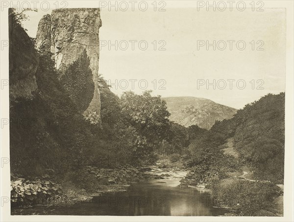 Pickering Tor, Dove Dale, 1880s, Peter Henry Emerson, English, born Cuba, 1856–1936, England, Photogravure, plate XLVII from the album "The Compleat Angler or the Contemplative Man's Recreation, Volume II" (1888), edition 109/250, 15.2 × 20 cm (image), 16.7 × 21.2 cm (paper), 24.5 × 31.9 cm (album page)