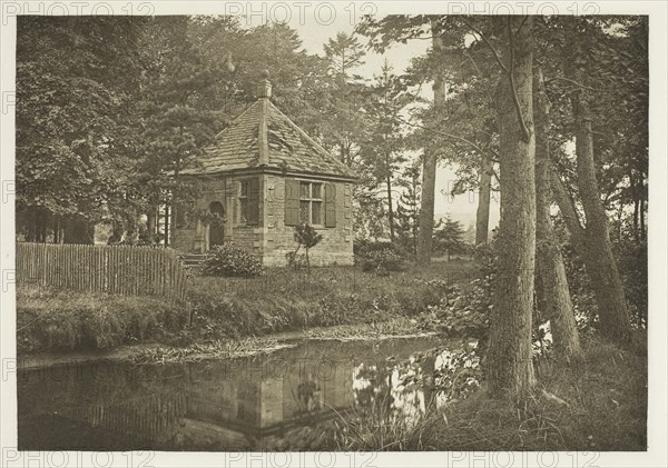 Walton and Cotton’s Fishing House, Beresford Dale, 1880s, Peter Henry Emerson, English, born Cuba, 1856–1936, England, Photogravure, plate XLVIII from the album "The Compleat Angler or the Contemplative Man's Recreation, Volume II" (1888), edition 109/250, 13.7 × 19.7 cm (image), 16.2 × 21.8 cm (paper), 24.6 × 31.9 cm (album page)