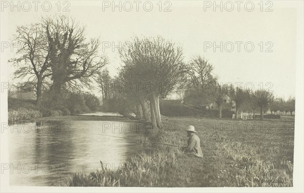 Keeper’s Cottage, Amwell Magna Fishery, 1880s, Peter Henry Emerson, English, born Cuba, 1856–1936, England, Photogravure, plate V from the album "The Compleat Angler or the Contemplative Man's Recreation, Volume I" (1888), edition 109/250, 12.5 × 19.8 cm (image), 14.6 × 21.7 cm (paper), 24.7 × 31.9 cm (album page)