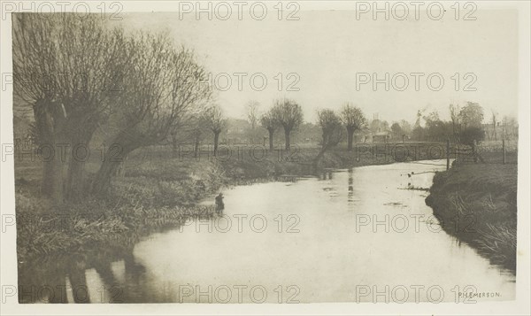 Stanstead from the Lea, 1880s, Peter Henry Emerson, English, born Cuba, 1856–1936, England, Photogravure, plate VIII from the album "The Compleat Angler or the Contemplative Man's Recreation, Volume I" (1888), edition 109/250, 12.7 × 19.9 cm (image), 15.5 × 24.6 cm (paper), 24.5 × 32 cm (album page)