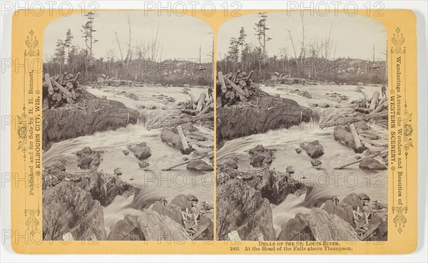 At the Head of the Falls above Thompson, 1889, Henry Hamilton Bennett, American, born Canada, 1843–1908, United States, Albumen print, stereo, No. 1801 from the series "Dells of the St. Louis River