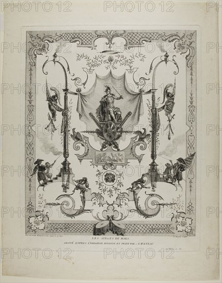 The Monkeys of Mars, n.d., Jean Moyreau (French, 1690-1762), after Jean Antoine Watteau (French, 1684-1721), France, Etching on paper, 430 × 358 mm (image), 471 × 374 mm (plate), 580 × 462 mm (sheet)