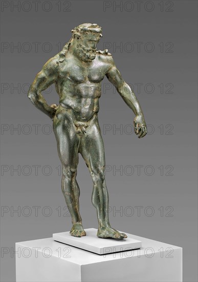 Statuette of Hercules, Mid–late 1st century AD, Roman, Roman Empire, Bronze, 22 × 11.4 × 8.6 cm (8 11/16 × 4 1/2 × 3 3/8 in.)