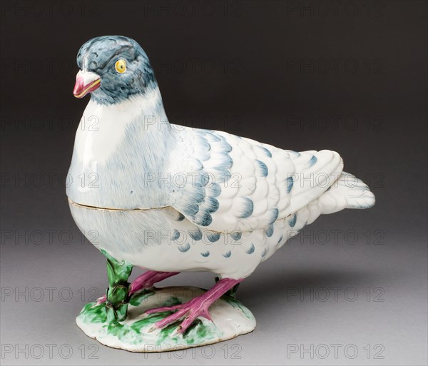 Pigeon Tureen, c. 1755, Strasbourg Pottery Manufactory (French, 1721-1781), Design attributed to Johann Wilhelm Lanz (German, mid-18th century), Strasbourg, Tin-glazed earthenware (faience), 24.8 x 14.6 x 33.7 cm (9 3/4 x 5 3/4 x 13 1/4 in.)