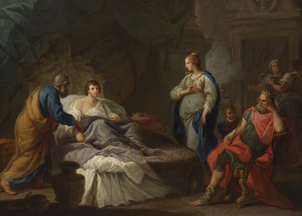 Antiochus Yearning for Stratonice, c. 1740, Stefano Pozzi, Italian, 1699-1768, Italy, Oil on canvas, 38 9/16 x 53 9/16 in. (98.2 x 136 cm)