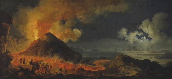 The Eruption of Vesuvius, 1771, Pierre-Jacques Volaire, French, 1729–c.1790–1800, France, Oil on canvas, 46 × 95 5/8 in. (116.8 × 242.9 cm)