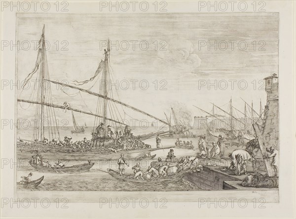 View of Fortifications, from Views of the Port of Livorno, 1654/55, Stefano della Bella, Italian, 1610-1664, Italy, Etching on paper, 240 x 352 mm
