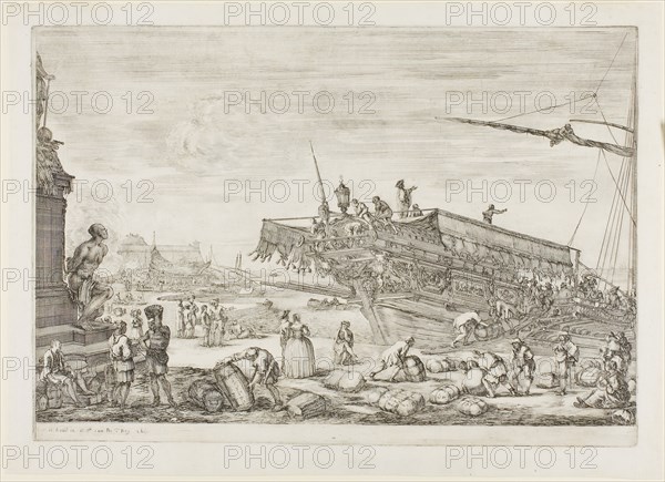 Changement d’une galère de l’ordre de Saint Etienne, 1654/55, Stefano della Bella, Italian, 1610-1664, Italy, Etching on paper, 244 x 350 mm (plate), 277 x 380 mm (sheet)