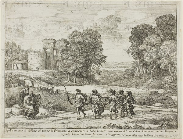 Time, Apollo and the Seasons, 1662, Claude Lorrain, French, 1600-1682, France, Etching on ivory laid paper, 183 × 250 mm (image), 200 × 262 mm (sheet, cut within platemark)
