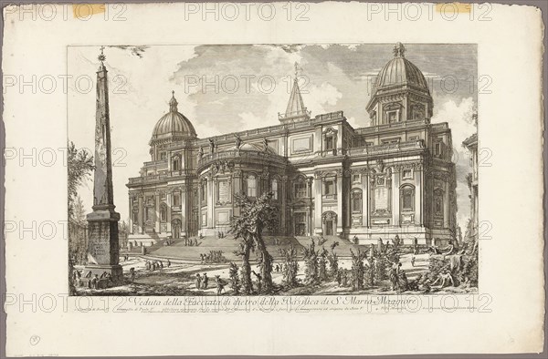 View of the Rear Entrance of the Basilica of S. Maria Maggiore, from Views of Rome, 1750/59, Giovanni Battista Piranesi, Italian, 1720-1778, Italy, Etching on heavy ivory laid paper, 375 x 611 mm (image), 403 x 617 mm (plate), 526 x 805 mm (sheet)