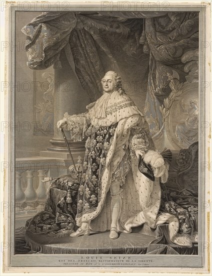 Louis XVI, 1790, printed after 1815, Charles Clément Bervic (French, 1756-1822), after Antoine Francois Callet (French, 1741-1823), France, Engraving in black on cream laid paper, 632 × 479 mm (image), 704 × 541 mm (sheet)