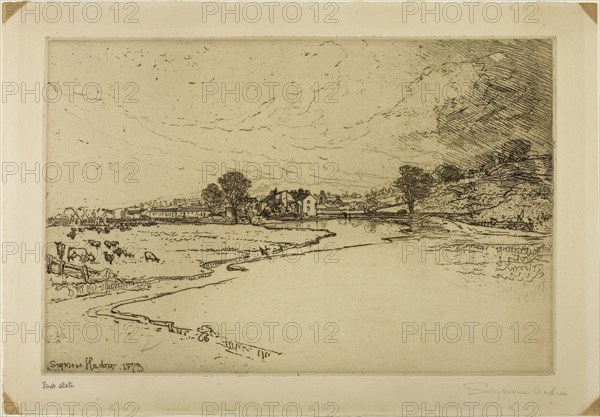 Sawley Abbey, 1873, Francis Seymour Haden, English, 1818-1910, England, Etching from a zinc plate printed on cream wove paper, 253 × 382 mm (image/plate), 309 × 445 mm (sheet)