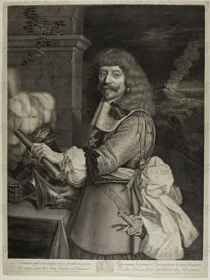 Portrait of Henri de Lorraine, Comte d’Harcourt, Horsemaster of France, 1667, Antoine Masson (French, 1636-1700), after Nicolas Mignard (French, 1608-1668), France, Engraving on paper
