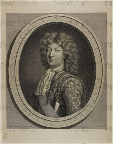 Ludovicus Delphinus, 1684, Pierre Louis van Schuppen (Flemish, 1627-1702), after François de Troy (French, 1645-1730), Flanders, Engraving on paper, 441 × 379 mm (plate), 525 × 412 mm (sheet)