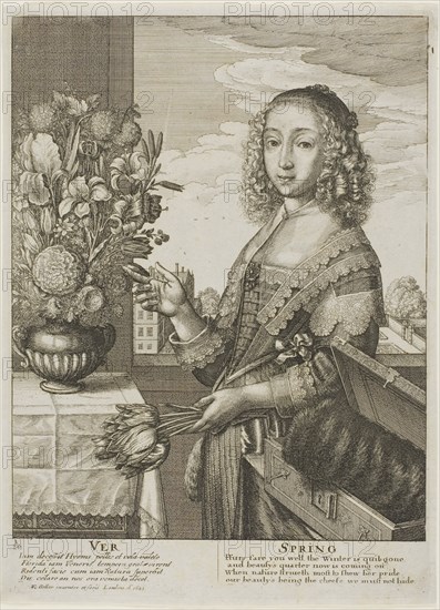 Spring, 1641, Wenceslaus Hollar, Czech, 1607-1677, Bohemia, Etching on ivory laid paper, 246 × 179 mm (plate), 250 × 184 mm (sheet)