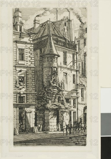 Tourelle de la rue de la Tixeranderie., 1852, Charles Meryon, French, 1821-1868, France, Etching on paper, 264 × 147 mm (plate), 280 × 173 mm (sheet)