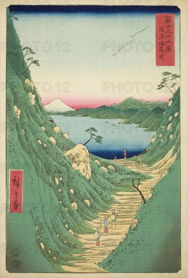 Shiojiri Pass in Shinano Province (Shinano Shiojiri toge), from the series Thirty-six Views of Mount Fuji (Fuji sanjurokkei), 1858, Utagawa Hiroshige ?? ??, Japanese, 1797-1858, Japan, Color woodblock print, oban