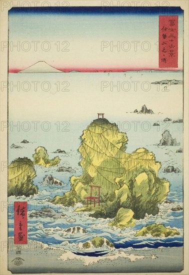 Futami Bay in Ise Province (Ise Futamigaura), from the series Thirty-six Views of Mount Fuji (Fuji sanjurokkei), 1858, Utagawa Hiroshige ?? ??, Japanese, 1797-1858, Japan, Color woodblock print, oban