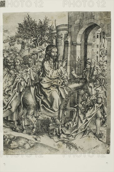 Christ’s Entry into Jerusalem, c. 1500, Master of the Strache Altar, German, active 1480-1500, Germany, Engraving on ivory laid paper, 221 x 168 mm (image/sheet trimmed within plate mark)