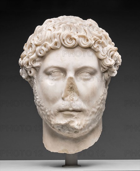 Portrait Head of Emperor Hadrian, AD 130/138, Roman, Italy, Marble, 36 × 27.5 × 27.3 cm (14 1/4 × 10 7/8 × 10 3/4 in.)