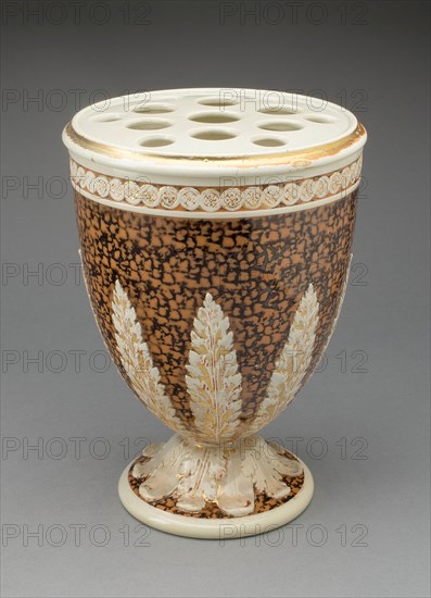 Flower Vase, 1785/1800, Wedgwood Manufactory, England, founded 1759, Burslem, Stoneware (creamware) with polychrome enamels and gilding, H. 23.1 cm (9 1/8 in.), diam. 16.5 cm (6 1/2 in.)