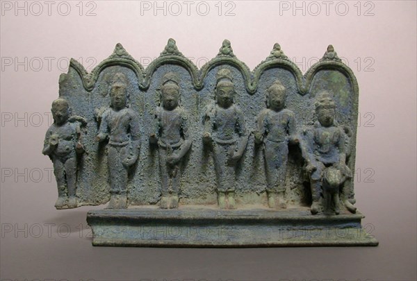 Fragment of a Tableau with Avatars of Vishnu, Pala period, 9th/10th century, Bangladesh, Chittagong province, Bangladesh, Bronze, 14.8 × 24.8 × 6.7 cm (5 13/16 × 9 3/4 × 2 5/8 in.)