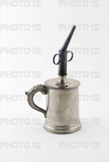Inhaling Mug, c. 1770, Joseph Henry, English, active 1750-1780, London, England, Pewter (mug), silver (spout), brass (steam hold cover), 25.4 × 9.8 × 14 cm (10 (H. with spout) × 3 7/8 × 5 1/2 in.)