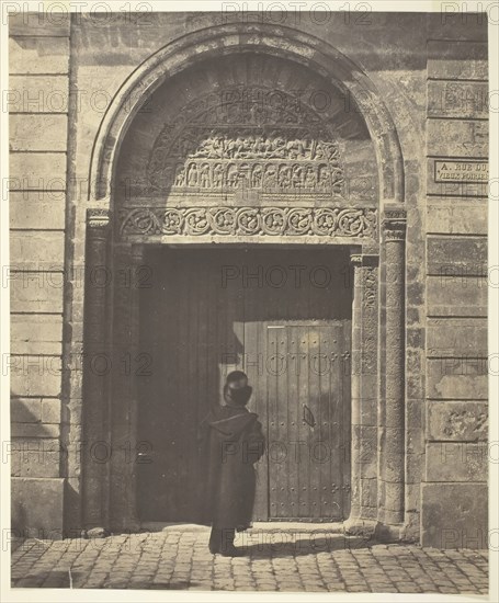 The Portal of Saint Ursinus at Bourges, rue du Vieux Poirier, 1854, printed 1854, Bisson Frères (Louis-Auguste Bisson, French, 1814–1876 and, Auguste-Rosalie Bisson, French, 1826–1900), France, Albumen print, 42.6 × 35.3 cm (image/paper)