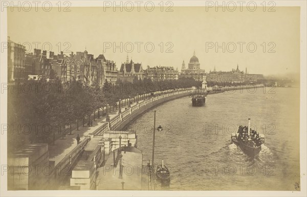 Thames Embankment, 1850–1900, probably English, 19th century, England, Albumen print, from the album "Views of London