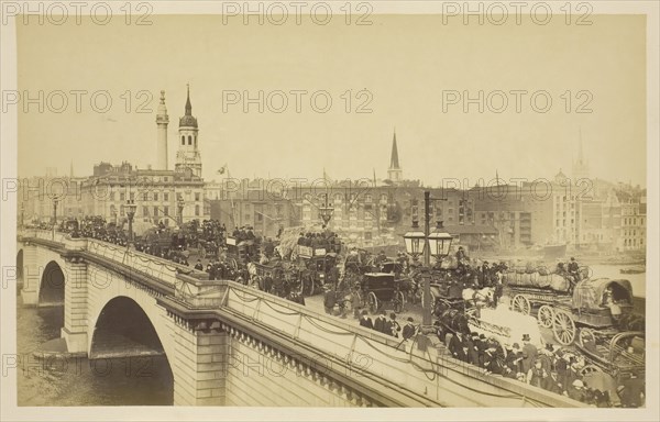 London Bridge, 1850–1900, probably English, 19th century, England, Albumen print, from the album "Views of London