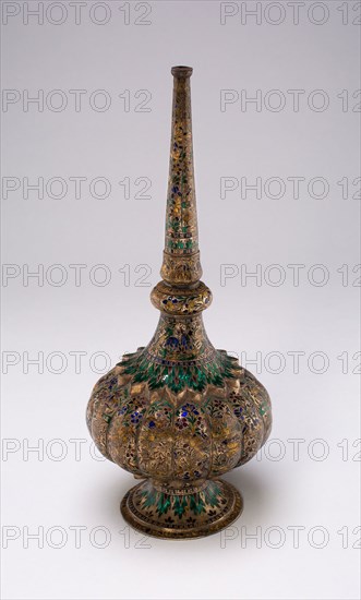 Rose Water Sprinkler (gulab pash), Mughal period, late 18th century, India, India, Silver and enamel, 27.5 × 11.4 × 11. 4 cm (10 13/16 × 4 1/2 4 1/2 in.)