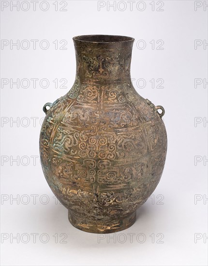 Wine Jar (Hu), Eastern Zhou dynasty, Warring States period (480–221 B.C.), c. 3rd century B.C., China, Bronze