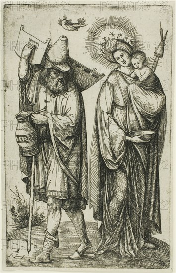 The Holy Family with the Dove of the Holy Ghost, n.d., Hieronymous Hopfer, German, active 1520-1550, Germany, Etching on paper, 137 x 85 mm