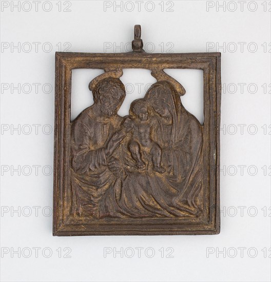 Holy Family, 1500/1525, Italian, Florence, Florence, Bronze, with traces of gilding, 10.8 × 9.8 cm (4 1/4 × 3 7/8 in.)