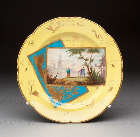 Plate, 1870/75, Coalport and Coalbrookdale Porcelain Factory, England, founded 1796, Coalport, Soft-paste porcelain with polychrome enamel decoration and gilding, Diam. 24.4 cm (9 9/16 in.)