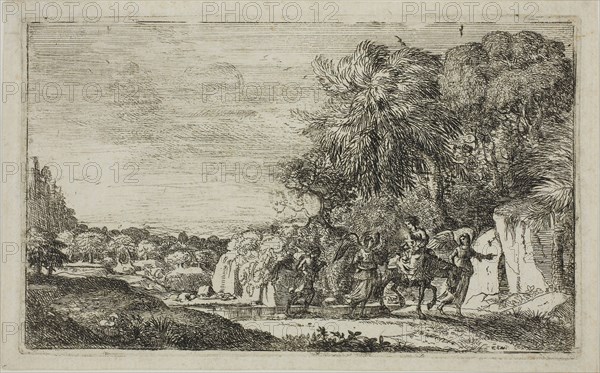 The Flight into Egypt, 1630/33, Claude Lorrain, French, 1600-1682, France, Etching on ivory laid paper, 100 × 169 mm (image), 105 × 172 mm (plate), 114 × 182 mm (sheet)